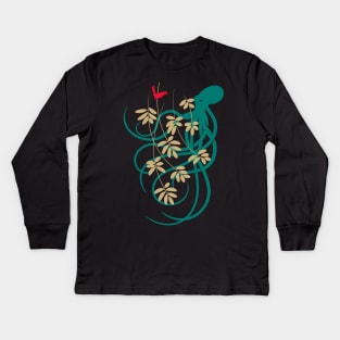 Octopus and Bird Kids Long Sleeve T-Shirt